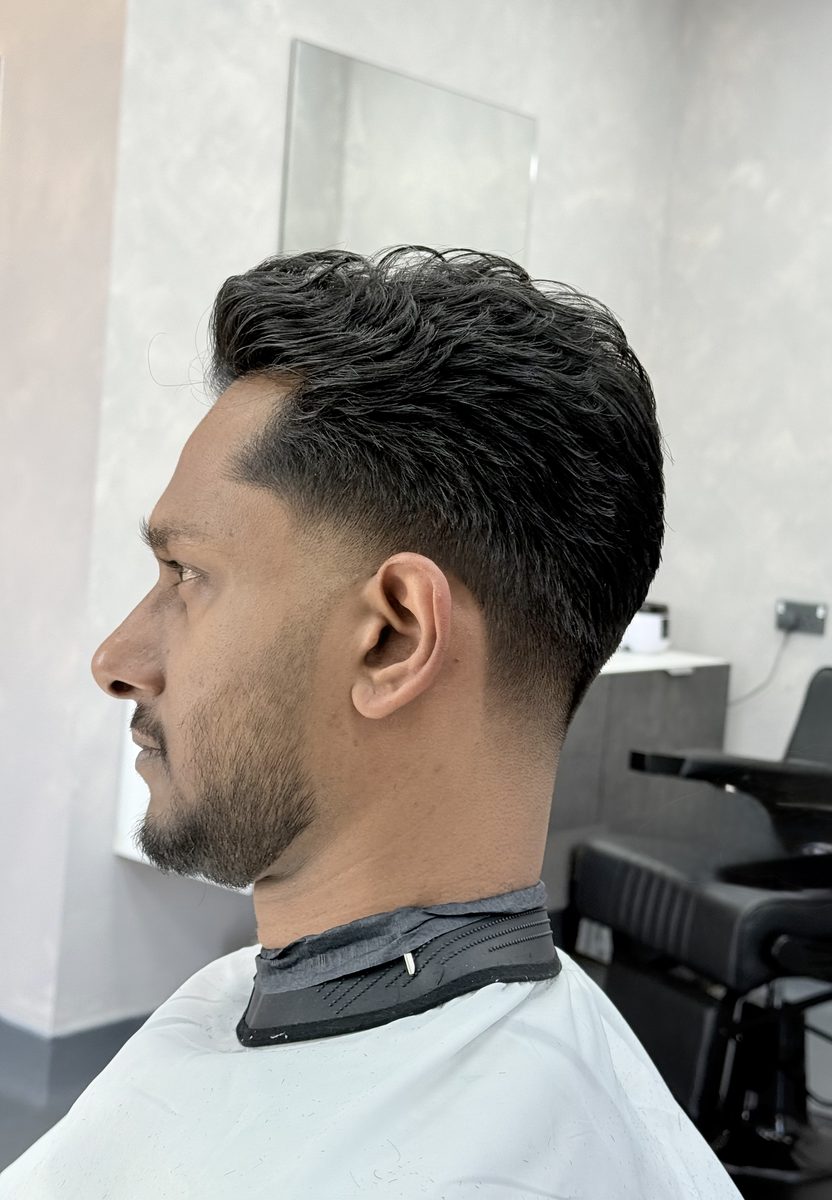 Modern textured quiff with taper